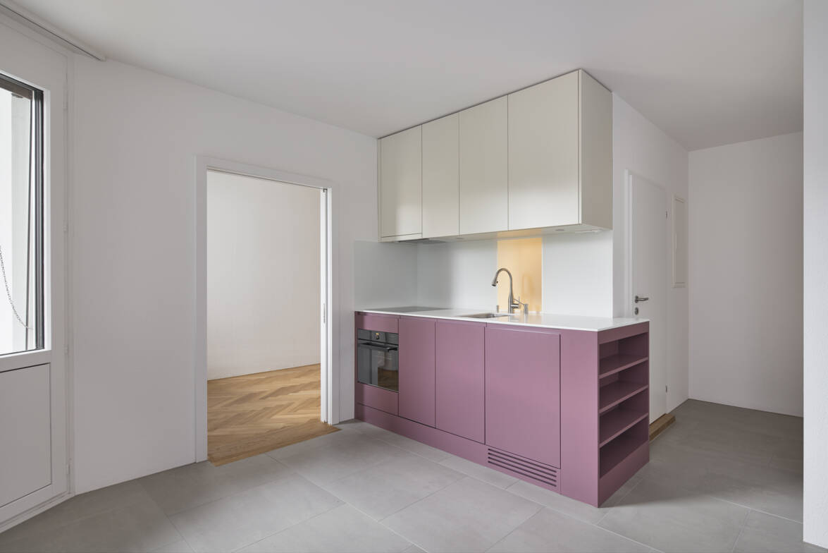 Normgeschoss Wohnung links, Blick Richtung Nasszellenfenster