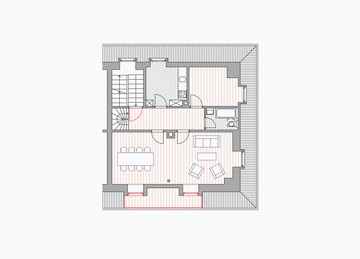 Grundriss 1. Dachgeschoss (Maisonettewohnung)