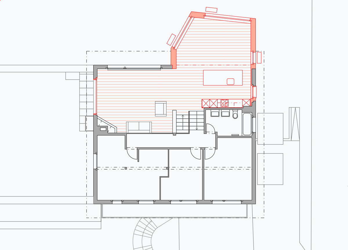 Grundriss Obergeschoss mit Garten