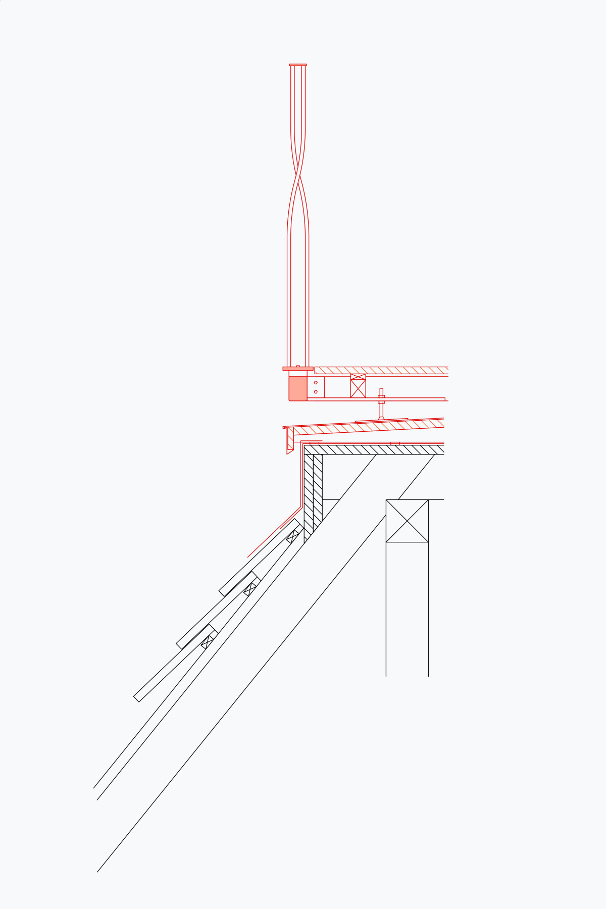Detail, Aufbau Terrassengeländer und -rost